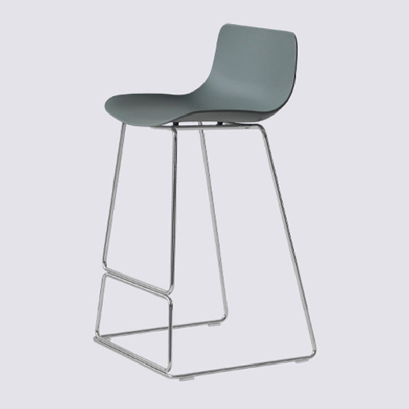 Contemporary Armless Plastic Low Back Bar Stools with Metal Base