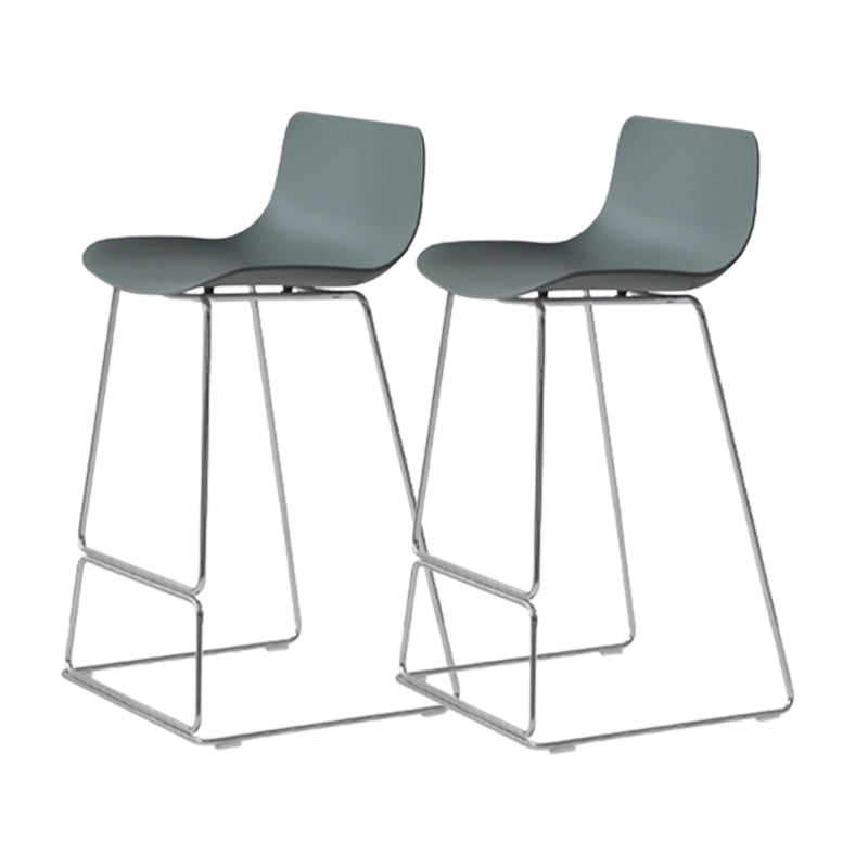 Contemporary Armless Plastic Low Back Bar Stools with Metal Base