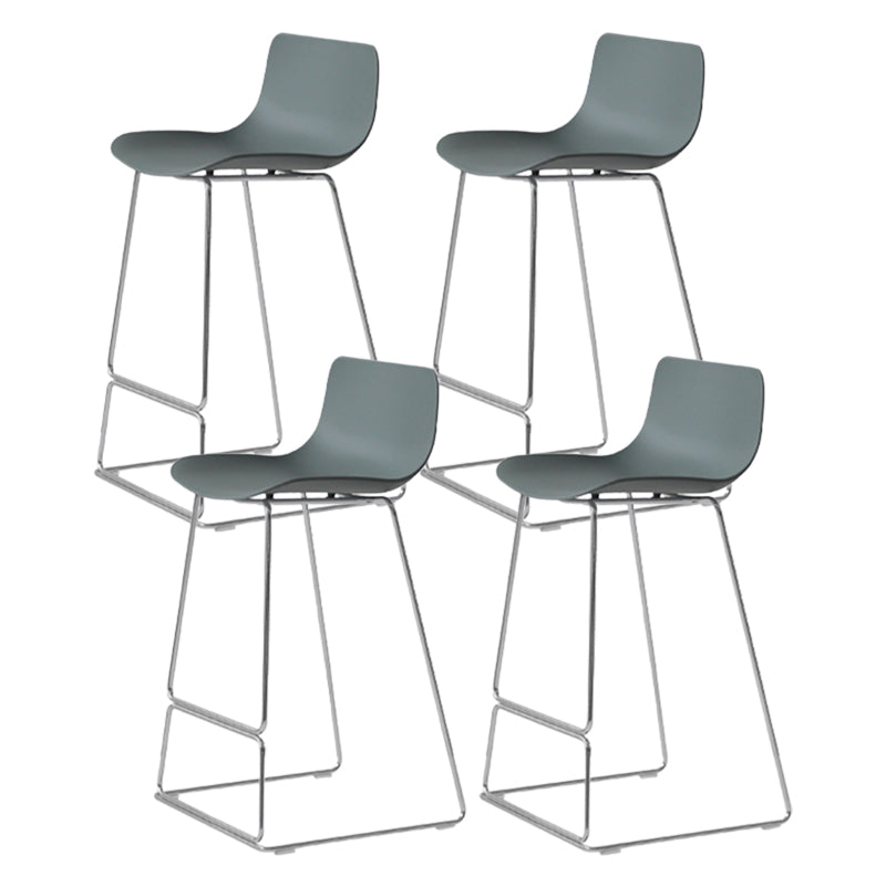 Contemporary Armless Plastic Low Back Bar Stools with Metal Base