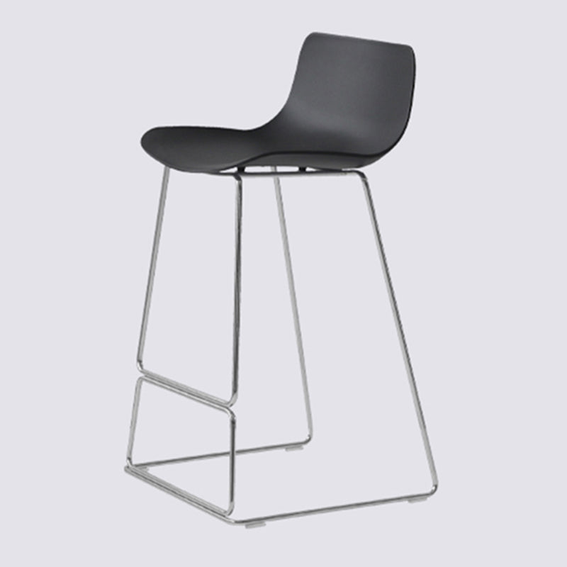 Contemporary Armless Plastic Low Back Bar Stools with Metal Base