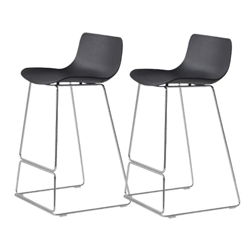 Contemporary Armless Plastic Low Back Bar Stools with Metal Base