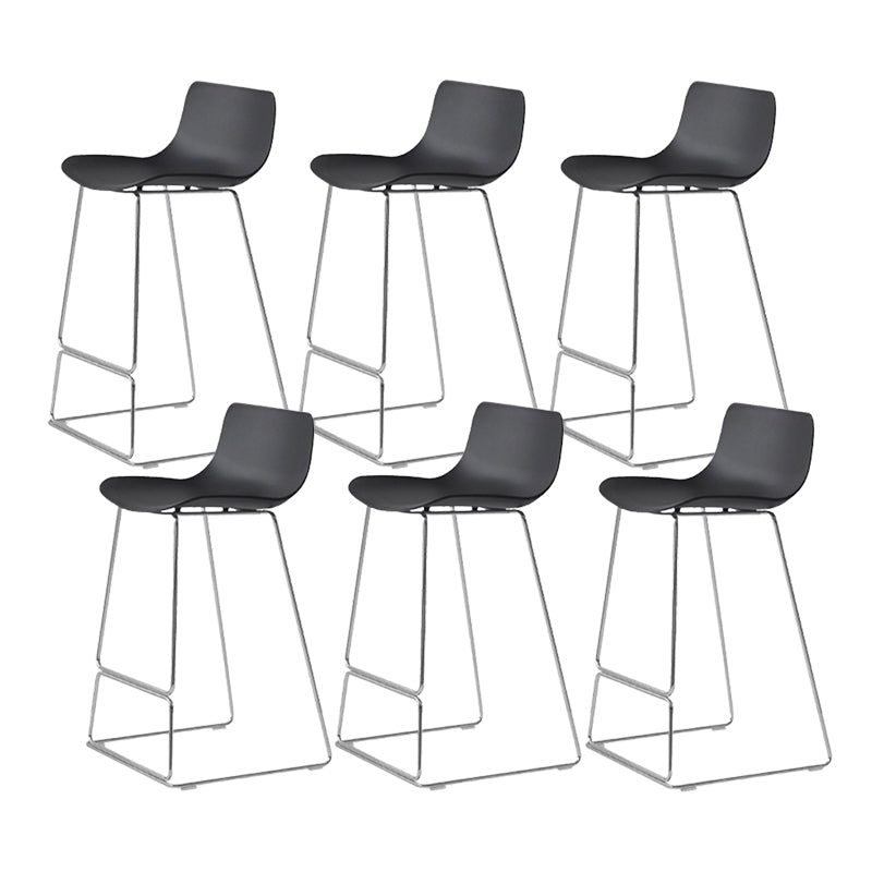 Contemporary Armless Plastic Low Back Bar Stools with Metal Base