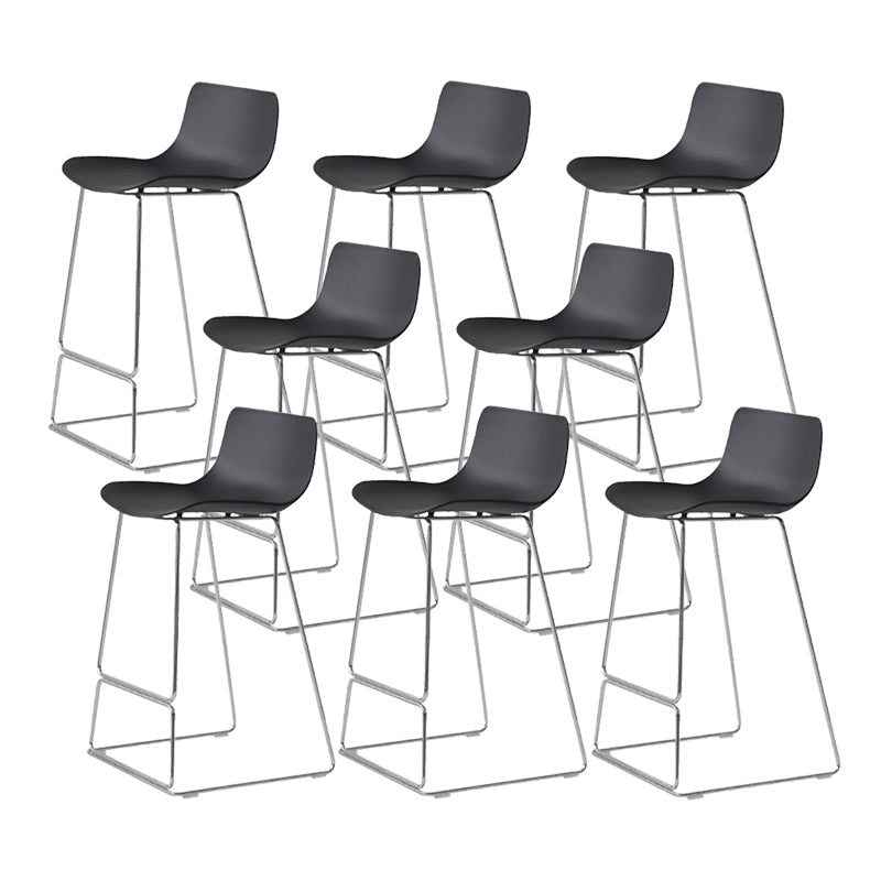 Contemporary Armless Plastic Low Back Bar Stools with Metal Base