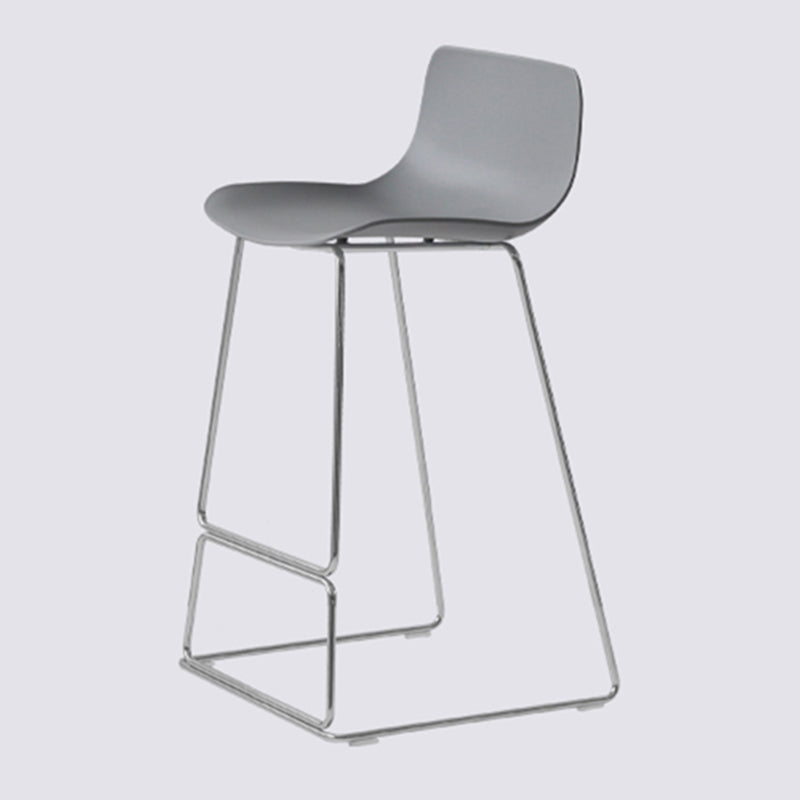 Contemporary Armless Plastic Low Back Bar Stools with Metal Base