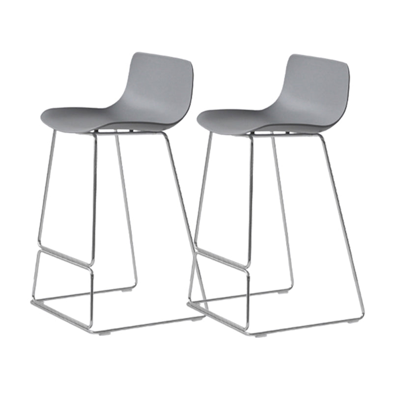 Contemporary Armless Plastic Low Back Bar Stools with Metal Base