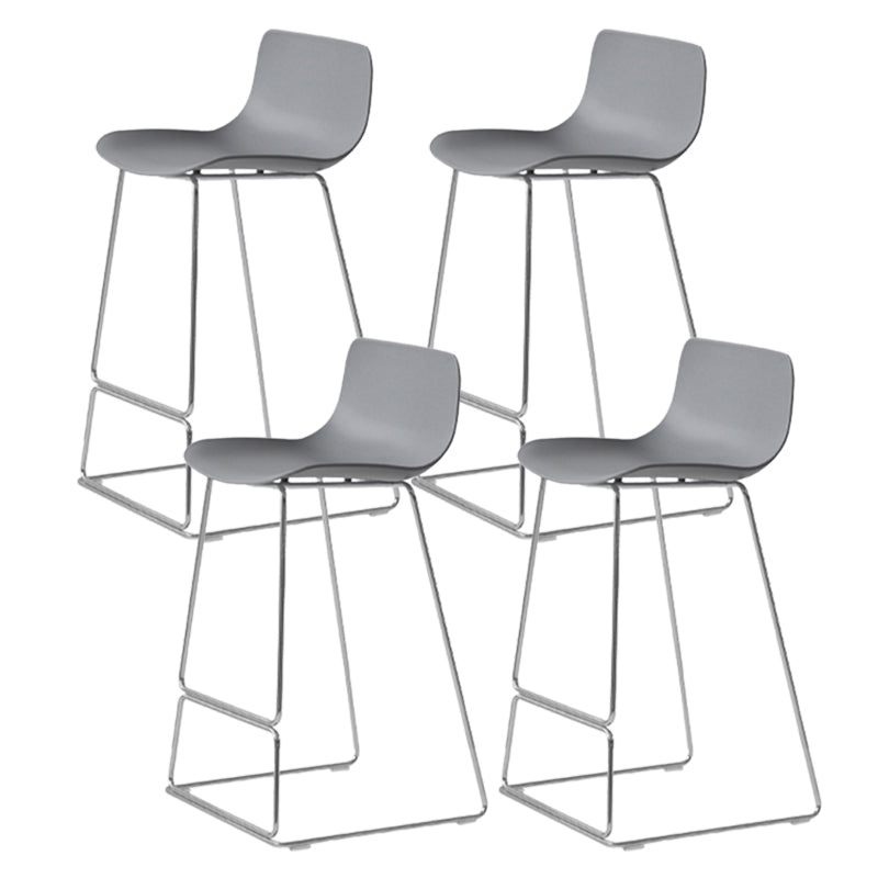 Contemporary Armless Plastic Low Back Bar Stools with Metal Base