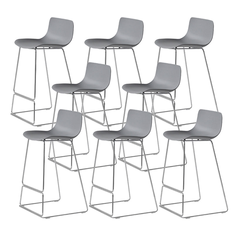 Contemporary Armless Plastic Low Back Bar Stools with Metal Base
