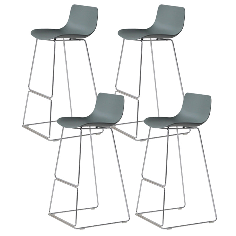 Contemporary Armless Plastic Low Back Bar Stools with Metal Base