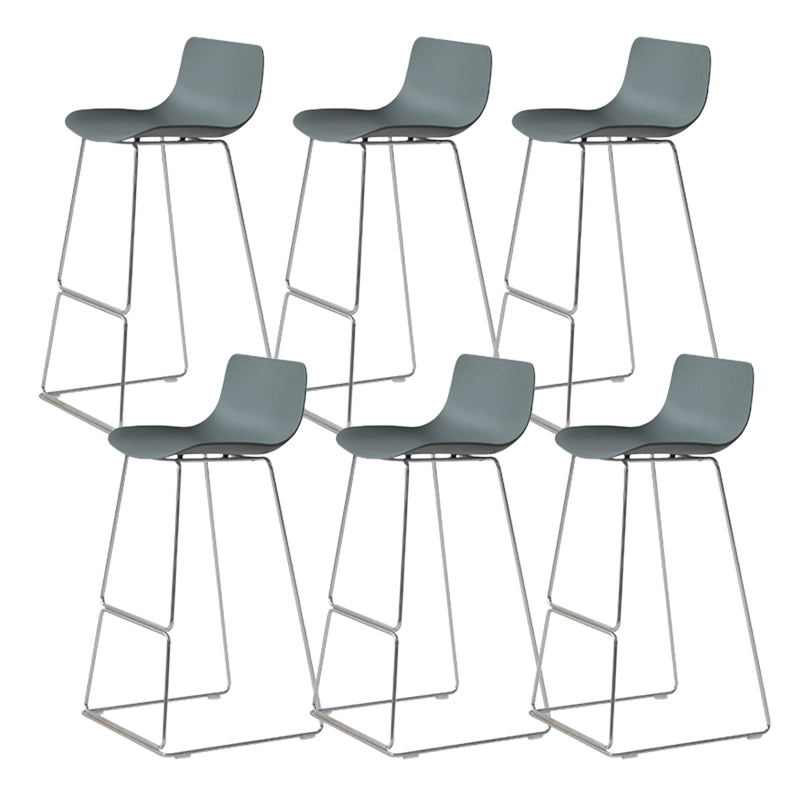 Contemporary Armless Plastic Low Back Bar Stools with Metal Base