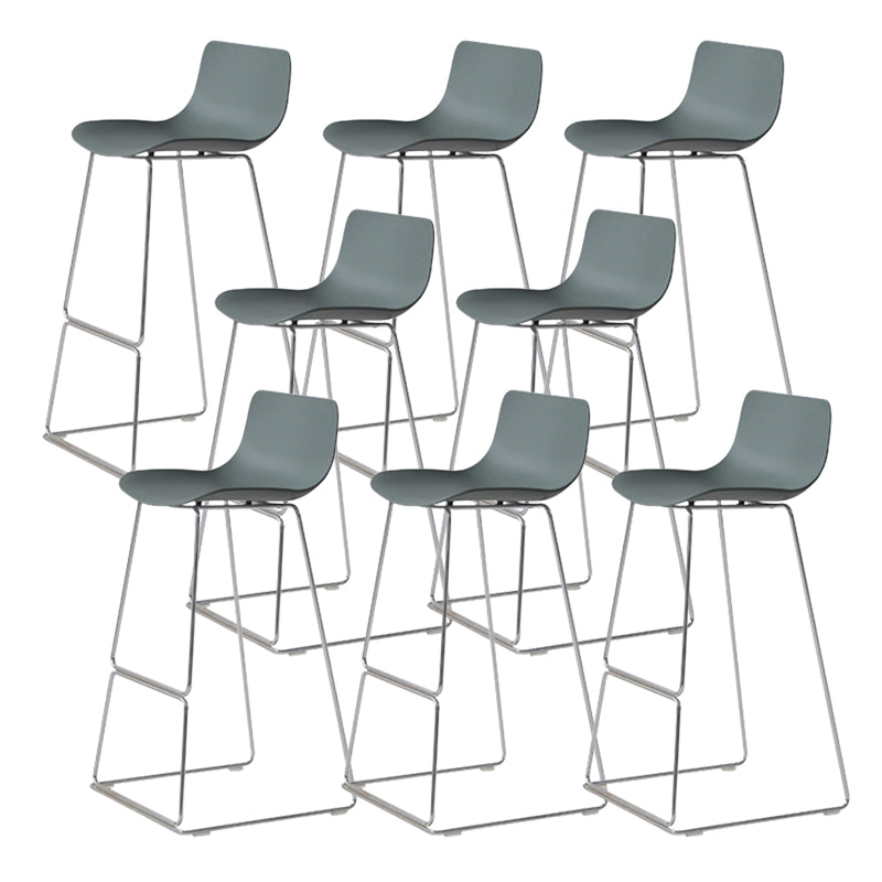 Contemporary Armless Plastic Low Back Bar Stools with Metal Base