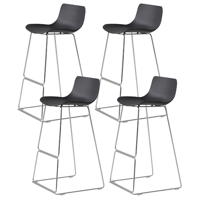 Contemporary Armless Plastic Low Back Bar Stools with Metal Base
