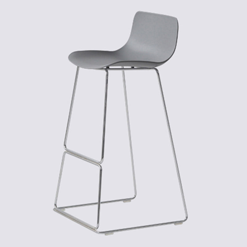 Contemporary Armless Plastic Low Back Bar Stools with Metal Base