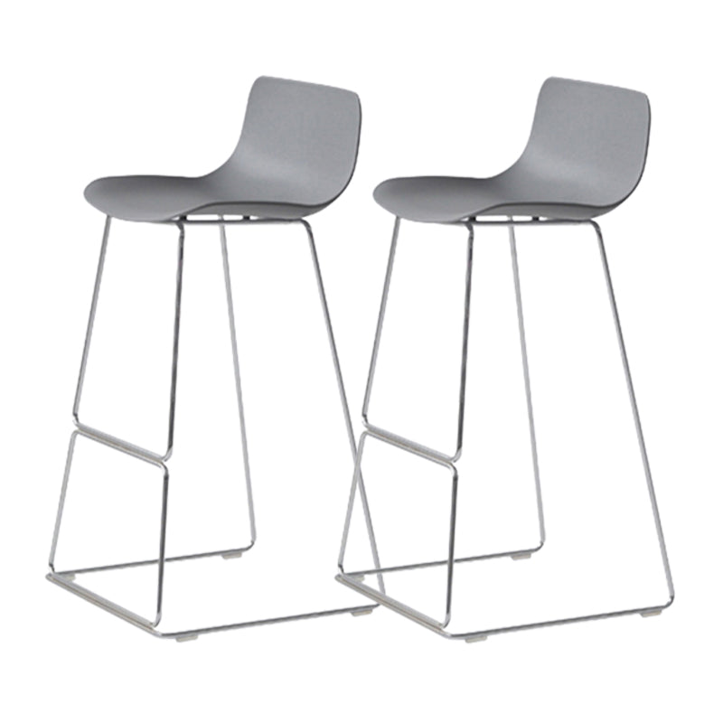 Contemporary Armless Plastic Low Back Bar Stools with Metal Base