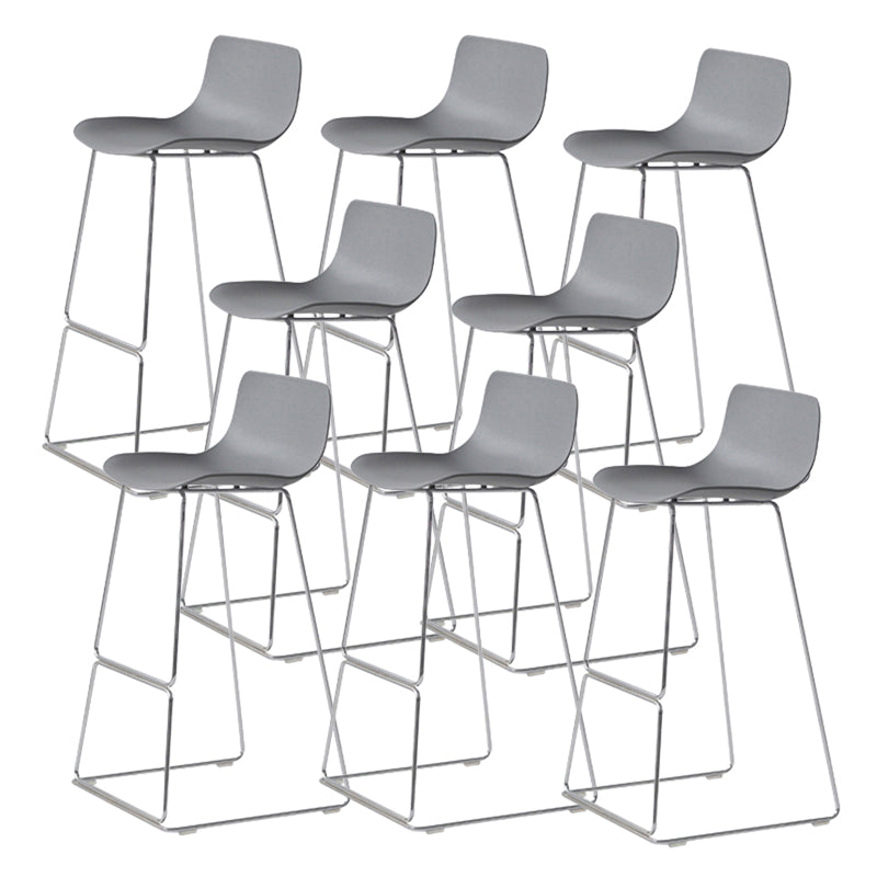 Contemporary Armless Plastic Low Back Bar Stools with Metal Base