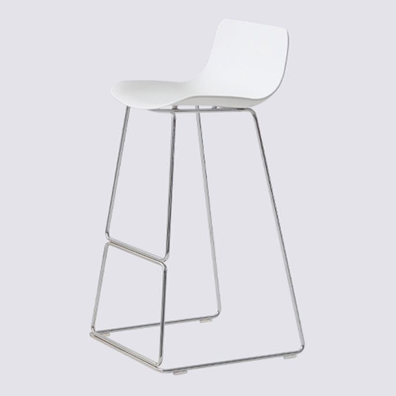 Contemporary Armless Plastic Low Back Bar Stools with Metal Base