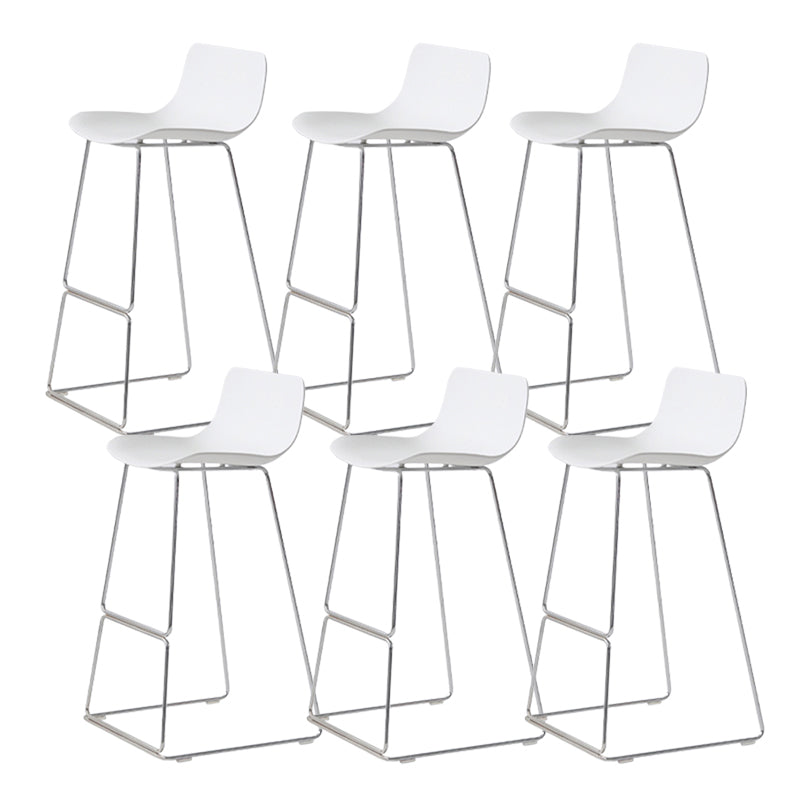 Contemporary Armless Plastic Low Back Bar Stools with Metal Base