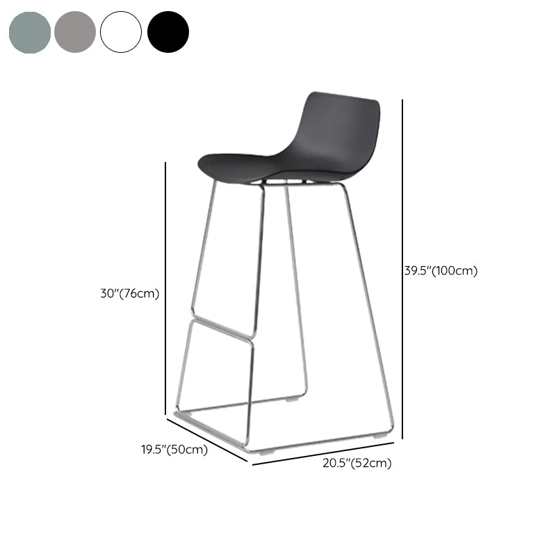 Contemporary Armless Plastic Low Back Bar Stools with Metal Base