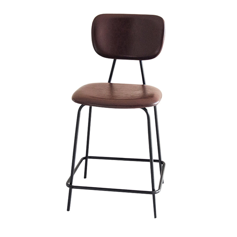 Contemporary Low Back Armless Bar Stools with Black Metal Base