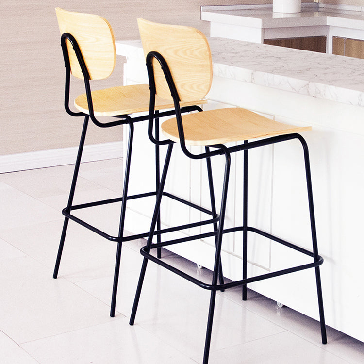 Contemporary Low Back Armless Bar Stools with Black Metal Base