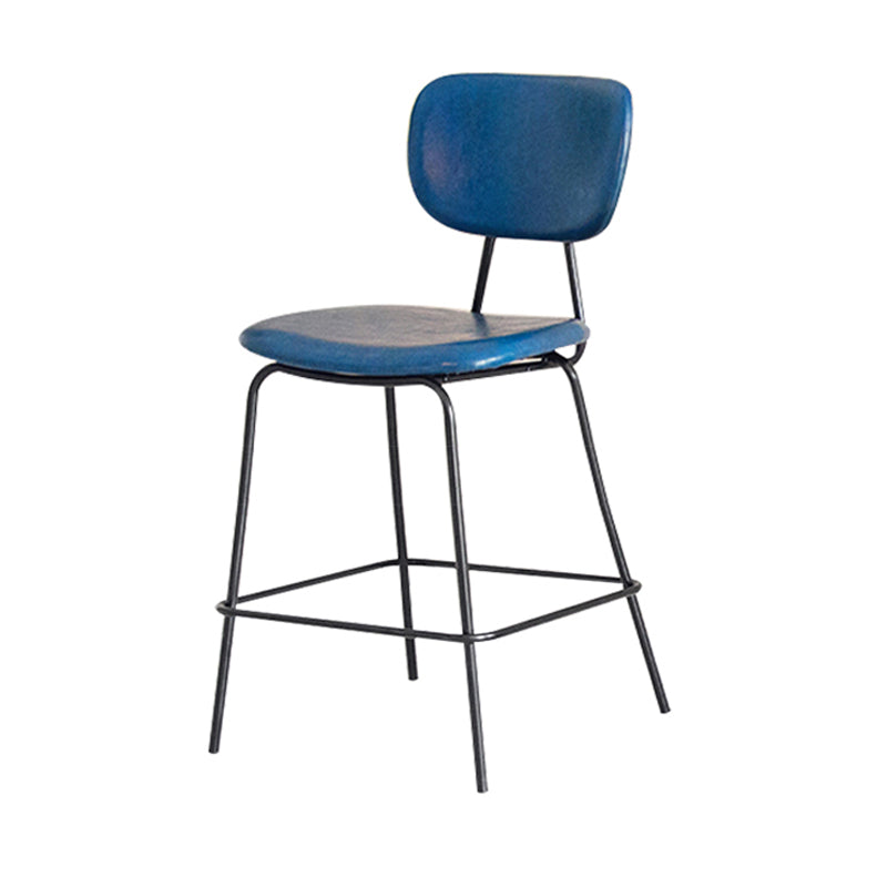 Contemporary Low Back Armless Bar Stools with Black Metal Base