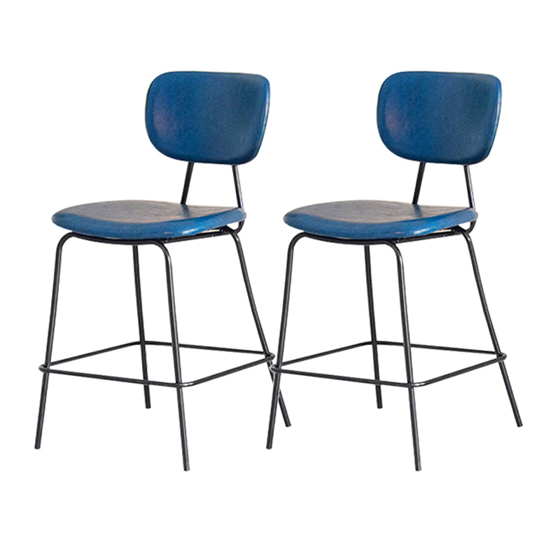 Contemporary Low Back Armless Bar Stools with Black Metal Base