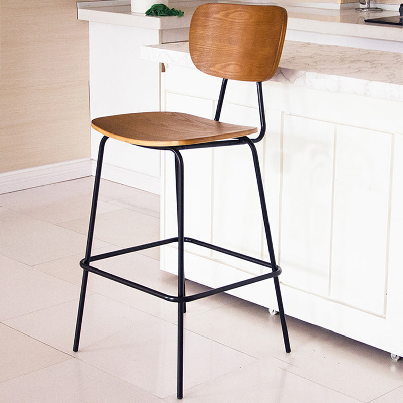 Contemporary Low Back Armless Bar Stools with Black Metal Base