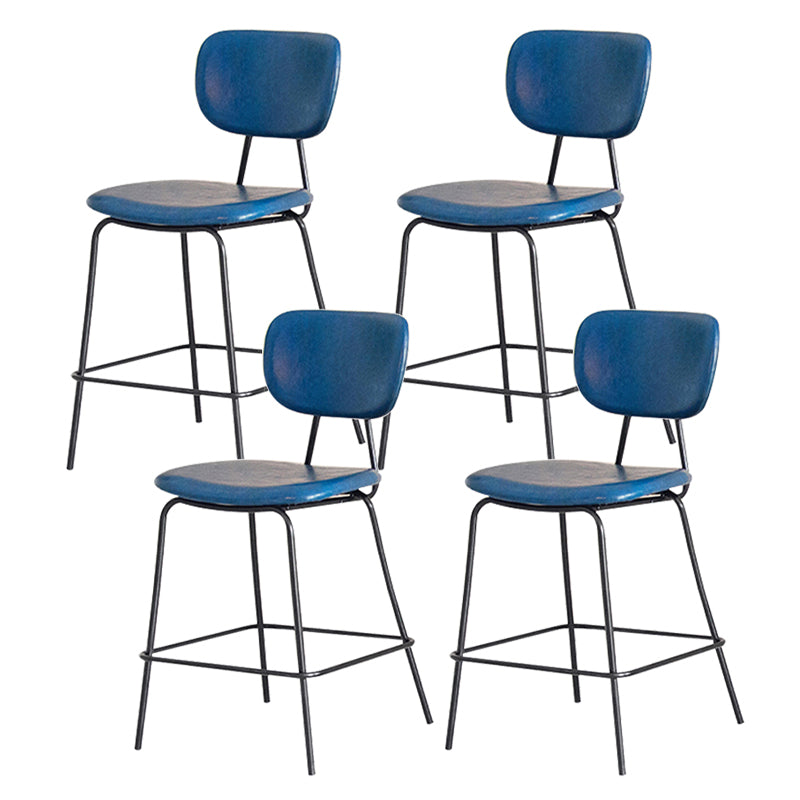 Contemporary Low Back Armless Bar Stools with Black Metal Base