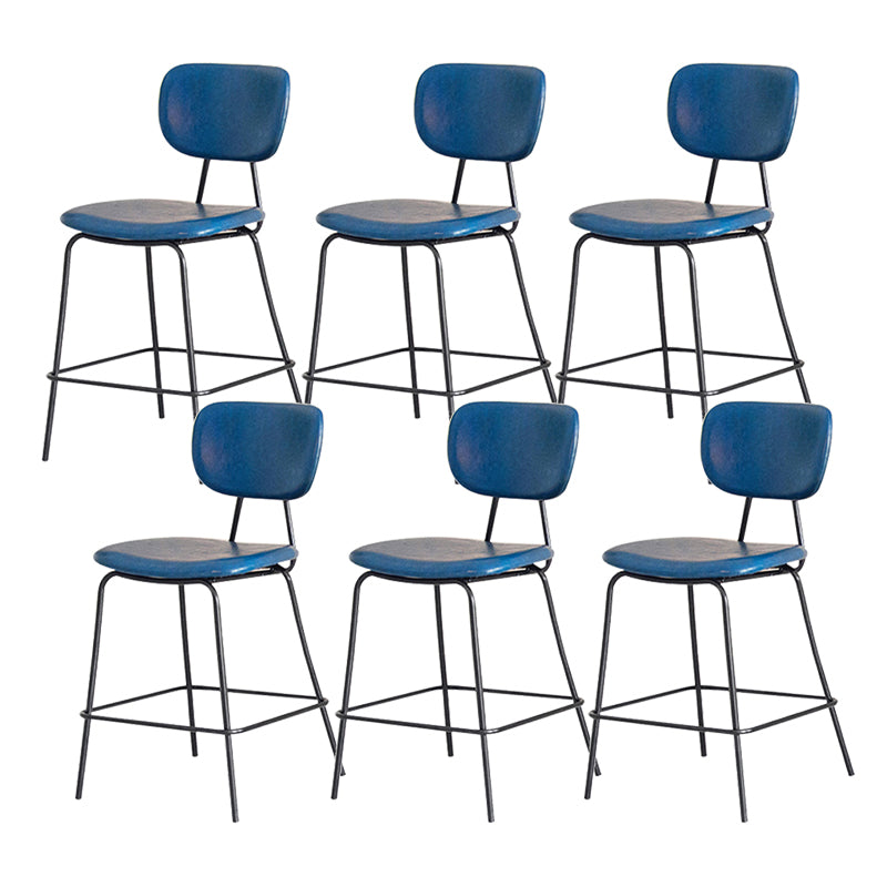 Contemporary Low Back Armless Bar Stools with Black Metal Base