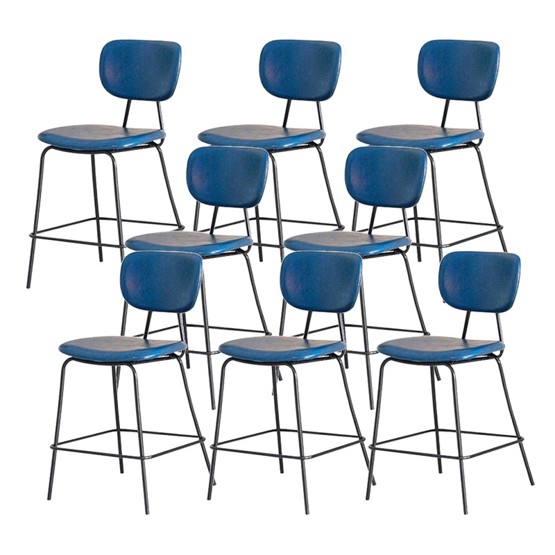 Contemporary Low Back Armless Bar Stools with Black Metal Base