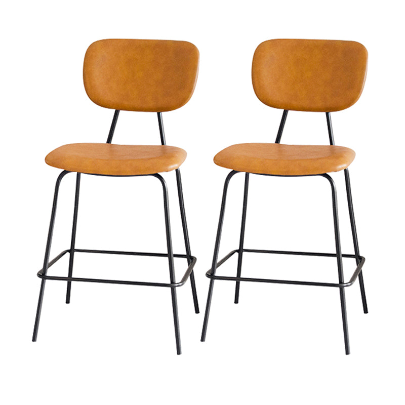 Contemporary Low Back Armless Bar Stools with Black Metal Base