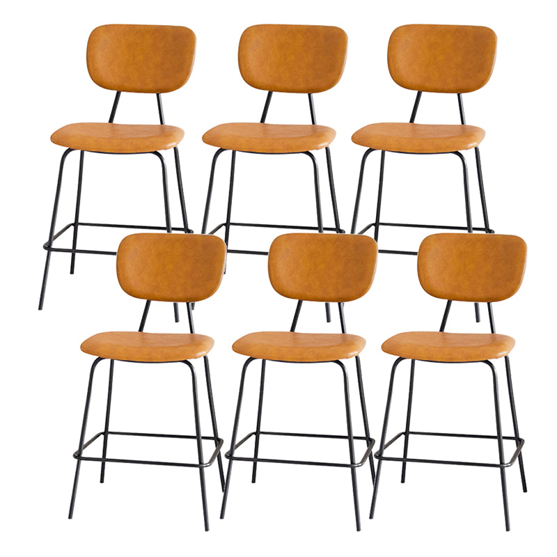 Contemporary Low Back Armless Bar Stools with Black Metal Base