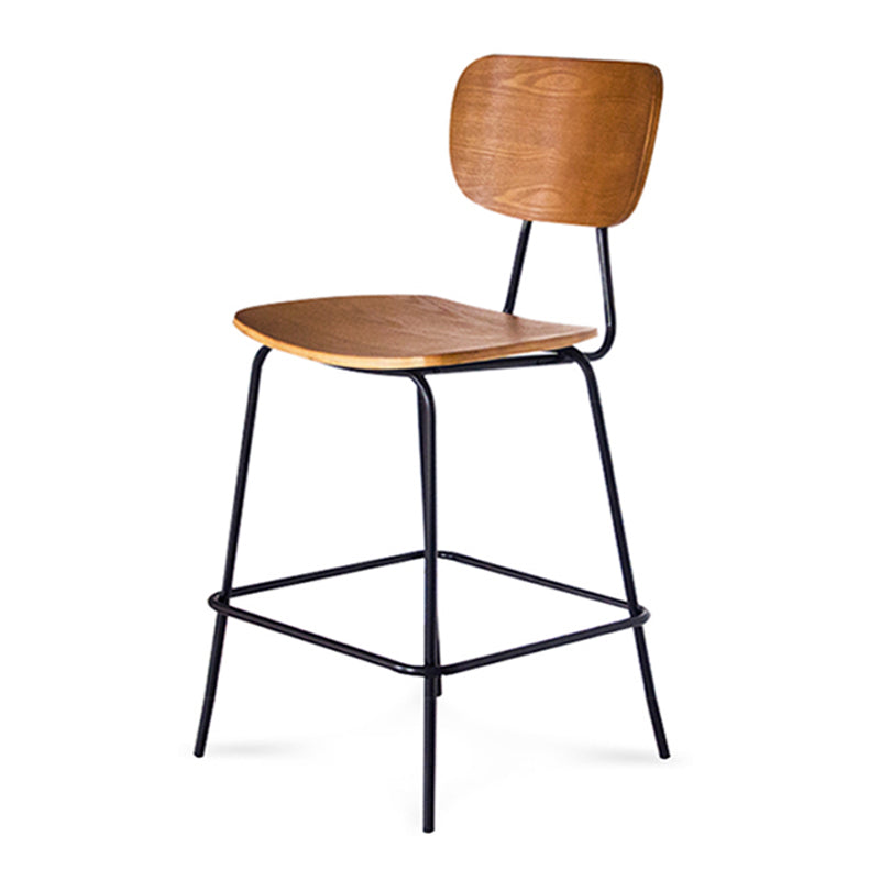 Contemporary Low Back Armless Bar Stools with Black Metal Base