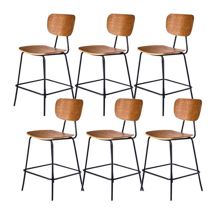 Contemporary Low Back Armless Bar Stools with Black Metal Base