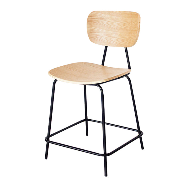 Contemporary Low Back Armless Bar Stools with Black Metal Base