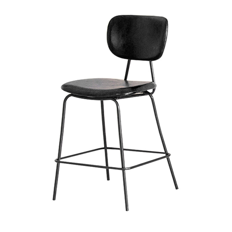 Contemporary Low Back Armless Bar Stools with Black Metal Base