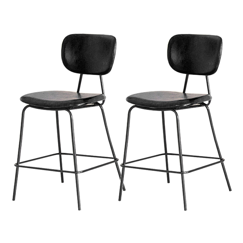 Contemporary Low Back Armless Bar Stools with Black Metal Base