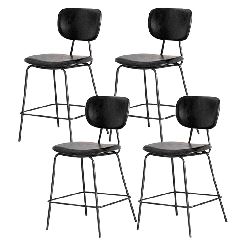Contemporary Low Back Armless Bar Stools with Black Metal Base