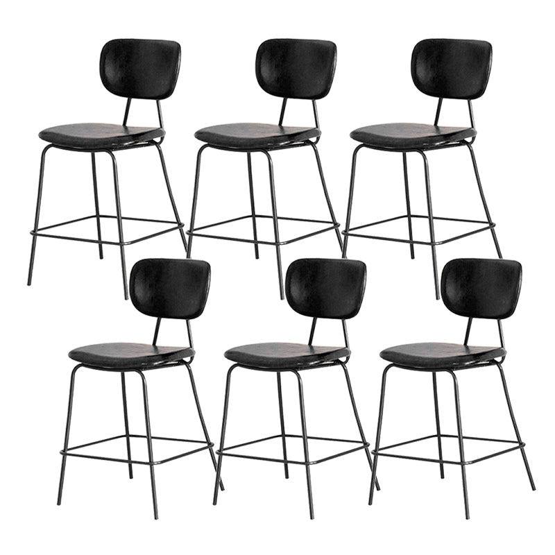 Contemporary Low Back Armless Bar Stools with Black Metal Base