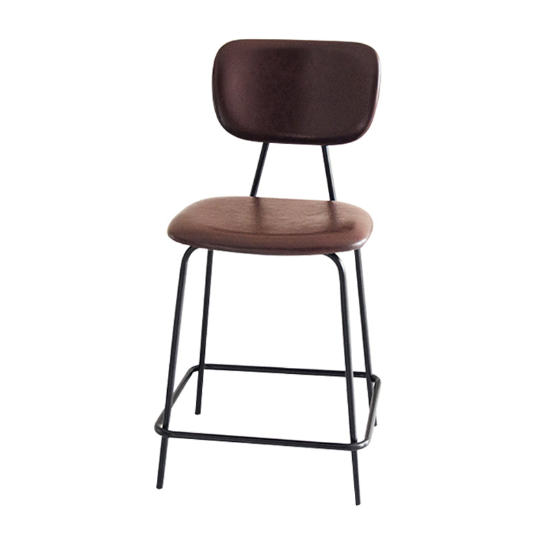 Contemporary Low Back Armless Bar Stools with Black Metal Base
