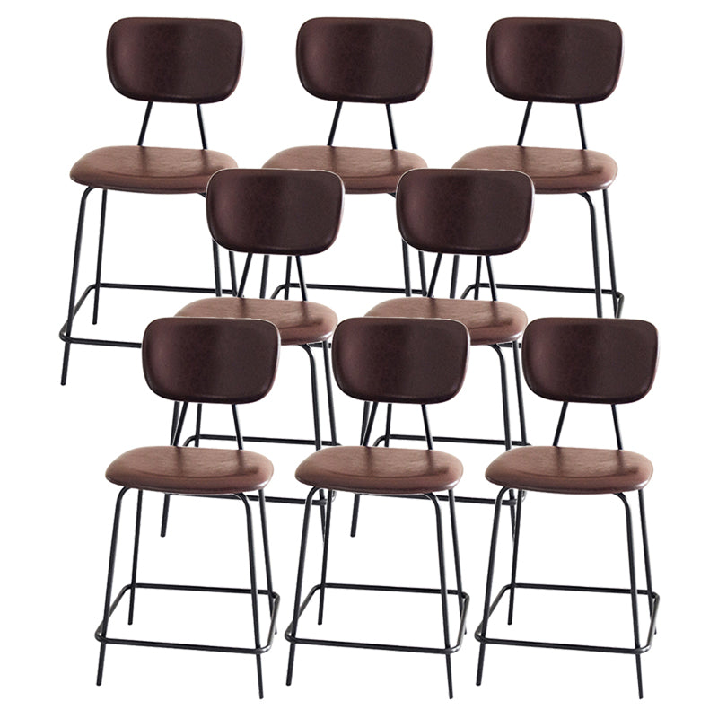 Contemporary Low Back Armless Bar Stools with Black Metal Base