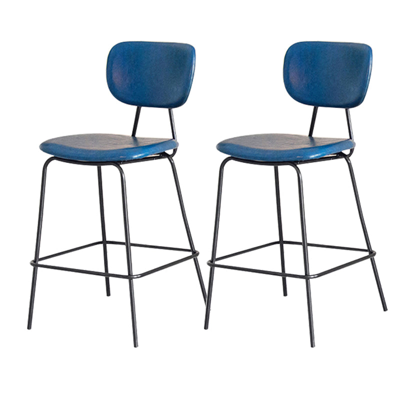 Contemporary Low Back Armless Bar Stools with Black Metal Base