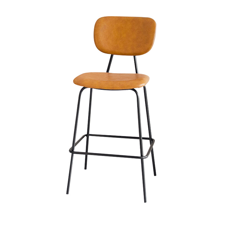 Contemporary Low Back Armless Bar Stools with Black Metal Base