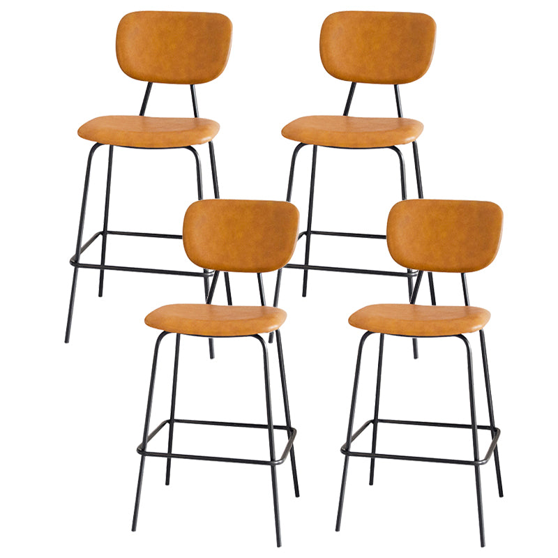 Contemporary Low Back Armless Bar Stools with Black Metal Base