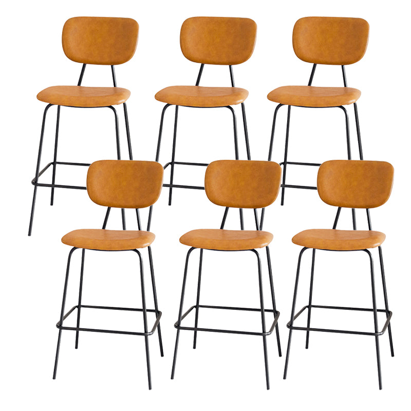 Contemporary Low Back Armless Bar Stools with Black Metal Base