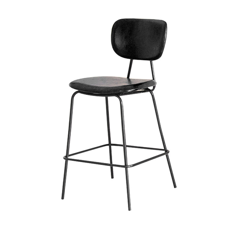 Contemporary Low Back Armless Bar Stools with Black Metal Base
