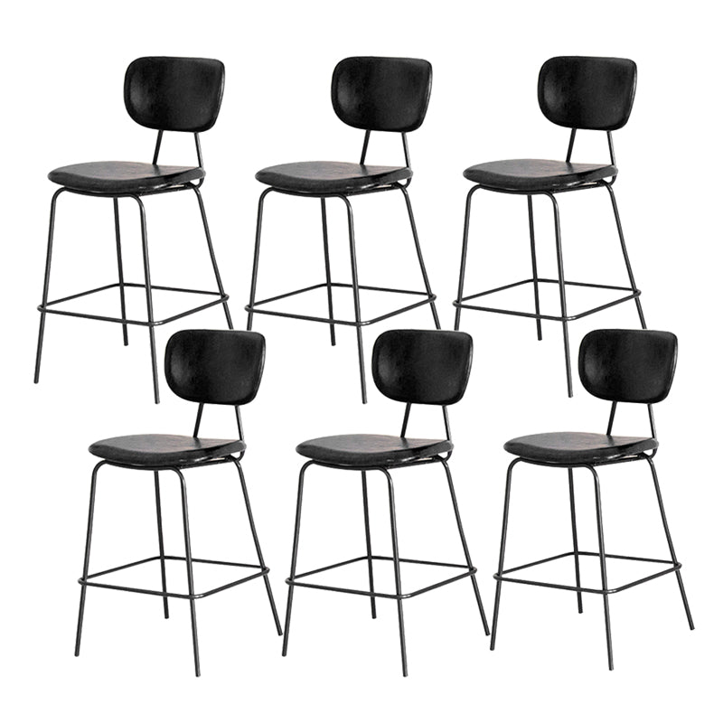 Contemporary Low Back Armless Bar Stools with Black Metal Base