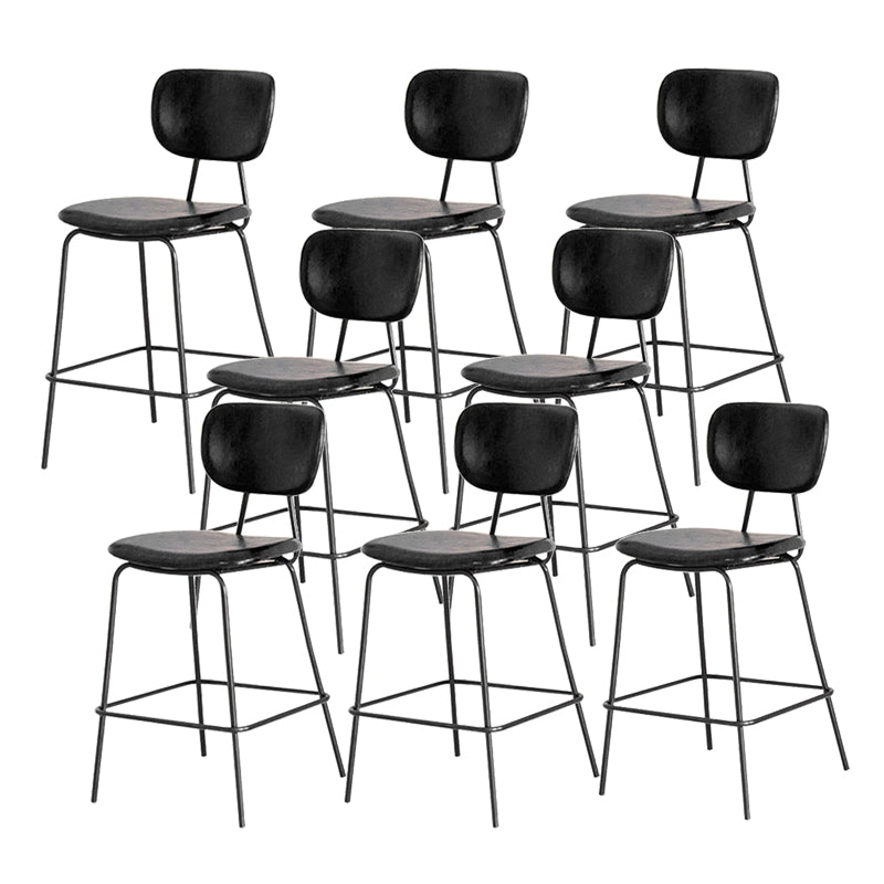 Contemporary Low Back Armless Bar Stools with Black Metal Base