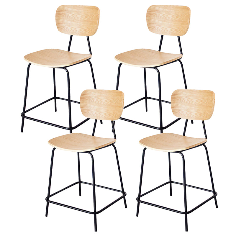 Contemporary Low Back Armless Bar Stools with Black Metal Base