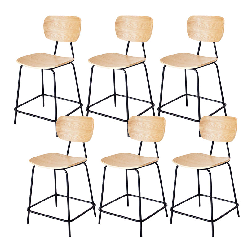Contemporary Low Back Armless Bar Stools with Black Metal Base