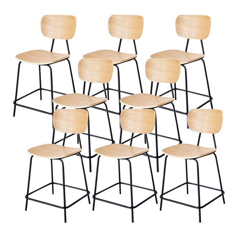 Contemporary Low Back Armless Bar Stools with Black Metal Base